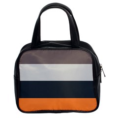 Orange Sand Charcoal Stripes Pattern Striped Elegant Classic Handbags (2 Sides) by yoursparklingshop