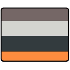 Orange Sand Charcoal Stripes Pattern Striped Elegant Fleece Blanket (medium)  by yoursparklingshop