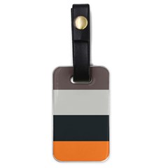 Orange Sand Charcoal Stripes Pattern Striped Elegant Luggage Tags (one Side)  by yoursparklingshop