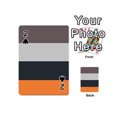 Orange Sand Charcoal Stripes Pattern Striped Elegant Playing Cards 54 (mini)  by yoursparklingshop