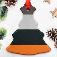 Orange Sand Charcoal Stripes Pattern Striped Elegant Ornament (christmas Tree)  by yoursparklingshop