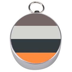 Orange Sand Charcoal Stripes Pattern Striped Elegant Silver Compasses by yoursparklingshop