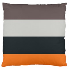 Orange Sand Charcoal Stripes Pattern Striped Elegant Large Flano Cushion Case (one Side) by yoursparklingshop