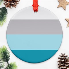 Blue Gray Striped Pattern Horizontal Stripes Ornament (round) by yoursparklingshop