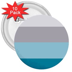 Blue Gray Striped Pattern Horizontal Stripes 3  Buttons (10 Pack)  by yoursparklingshop