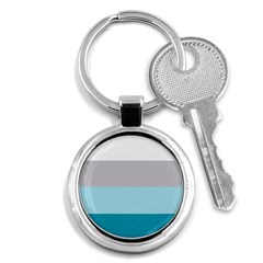 Blue Gray Striped Pattern Horizontal Stripes Key Chains (round)  by yoursparklingshop