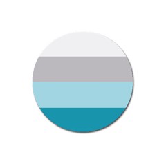 Blue Gray Striped Pattern Horizontal Stripes Magnet 3  (round) by yoursparklingshop