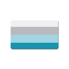 Blue Gray Striped Pattern Horizontal Stripes Magnet (name Card) by yoursparklingshop