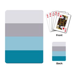 Blue Gray Striped Pattern Horizontal Stripes Playing Card by yoursparklingshop