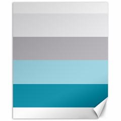 Blue Gray Striped Pattern Horizontal Stripes Canvas 16  X 20   by yoursparklingshop