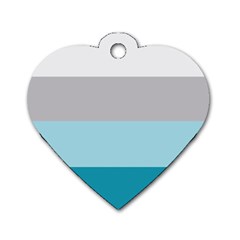 Blue Gray Striped Pattern Horizontal Stripes Dog Tag Heart (two Sides) by yoursparklingshop