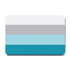 Blue Gray Striped Pattern Horizontal Stripes Small Doormat  by yoursparklingshop