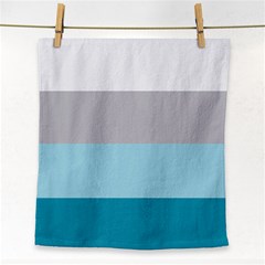 Blue Gray Striped Pattern Horizontal Stripes Face Towel by yoursparklingshop