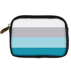 Blue Gray Striped Pattern Horizontal Stripes Digital Camera Cases by yoursparklingshop