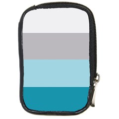 Blue Gray Striped Pattern Horizontal Stripes Compact Camera Cases by yoursparklingshop