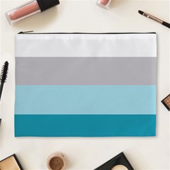 Blue Gray Striped Pattern Horizontal Stripes Cosmetic Bag (xl) by yoursparklingshop