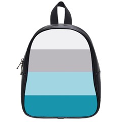 Blue Gray Striped Pattern Horizontal Stripes School Bag (small) by yoursparklingshop