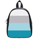 Blue Gray Striped Pattern Horizontal Stripes School Bag (Small) Front