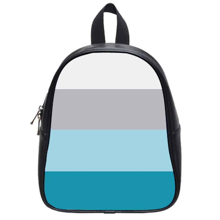 Blue Gray Striped Pattern Horizontal Stripes School Bag (Small)