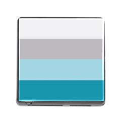 Blue Gray Striped Pattern Horizontal Stripes Memory Card Reader (square) by yoursparklingshop