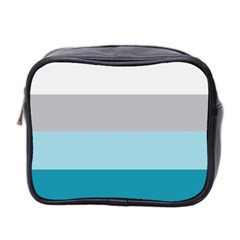 Blue Gray Striped Pattern Horizontal Stripes Mini Toiletries Bag 2-side by yoursparklingshop