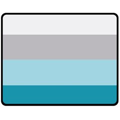 Blue Gray Striped Pattern Horizontal Stripes Fleece Blanket (medium)  by yoursparklingshop