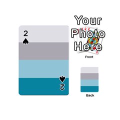 Blue Gray Striped Pattern Horizontal Stripes Playing Cards 54 (mini)  by yoursparklingshop