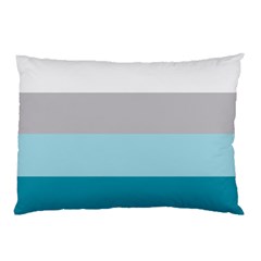 Blue Gray Striped Pattern Horizontal Stripes Pillow Case (two Sides) by yoursparklingshop