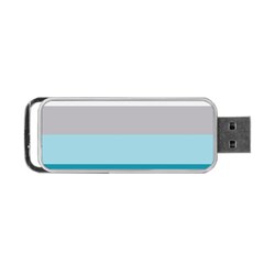 Blue Gray Striped Pattern Horizontal Stripes Portable Usb Flash (one Side) by yoursparklingshop