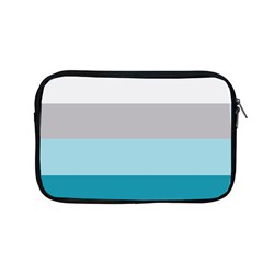 Blue Gray Striped Pattern Horizontal Stripes Apple Macbook Pro 13  Zipper Case by yoursparklingshop