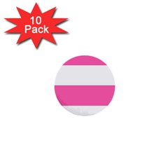 Horizontal Pink White Stripe Pattern Striped 1  Mini Buttons (10 Pack)  by yoursparklingshop