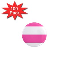 Horizontal Pink White Stripe Pattern Striped 1  Mini Magnets (100 Pack)  by yoursparklingshop