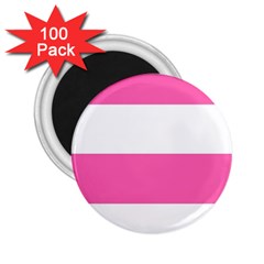 Horizontal Pink White Stripe Pattern Striped 2 25  Magnets (100 Pack)  by yoursparklingshop