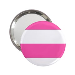 Horizontal Pink White Stripe Pattern Striped 2 25  Handbag Mirrors by yoursparklingshop