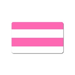 Horizontal Pink White Stripe Pattern Striped Magnet (name Card) by yoursparklingshop