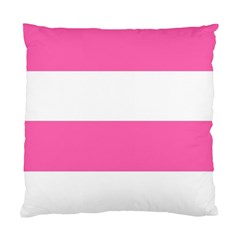 Horizontal Pink White Stripe Pattern Striped Standard Cushion Case (two Sides) by yoursparklingshop