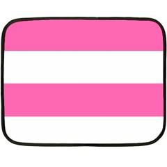 Horizontal Pink White Stripe Pattern Striped Fleece Blanket (mini) by yoursparklingshop