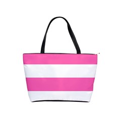 Horizontal Pink White Stripe Pattern Striped Shoulder Handbags by yoursparklingshop