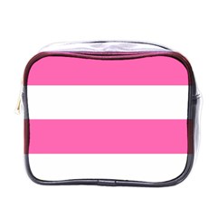 Horizontal Pink White Stripe Pattern Striped Mini Toiletries Bags by yoursparklingshop