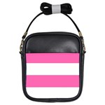 Horizontal Pink White Stripe Pattern Striped Girls Sling Bags Front