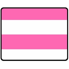 Horizontal Pink White Stripe Pattern Striped Fleece Blanket (medium)  by yoursparklingshop