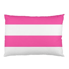 Horizontal Pink White Stripe Pattern Striped Pillow Case (two Sides) by yoursparklingshop