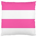 Horizontal Pink White Stripe Pattern Striped Large Flano Cushion Case (Two Sides) Front