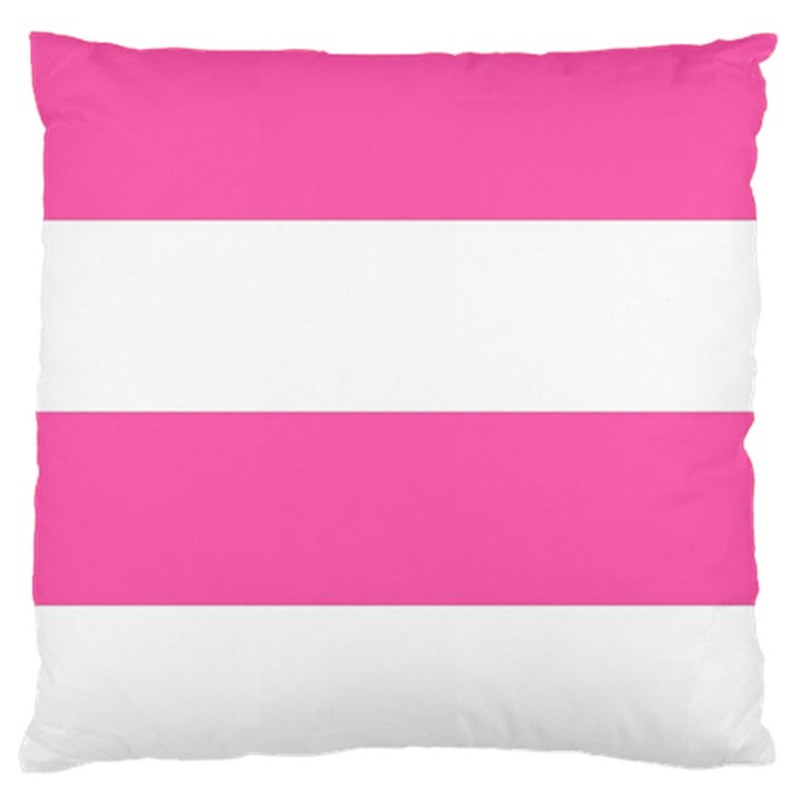 Horizontal Pink White Stripe Pattern Striped Large Flano Cushion Case (Two Sides)