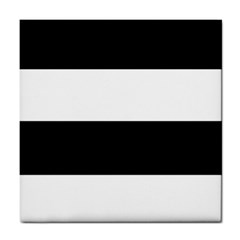 Black And White Striped Pattern Stripes Horizontal Tile Coasters by yoursparklingshop