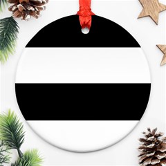 Black And White Striped Pattern Stripes Horizontal Ornament (Round)