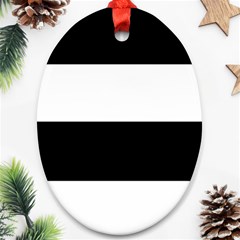 Black And White Striped Pattern Stripes Horizontal Ornament (Oval)