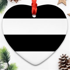 Black And White Striped Pattern Stripes Horizontal Ornament (Heart)