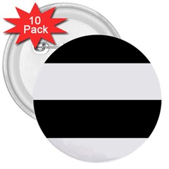 Black And White Striped Pattern Stripes Horizontal 3  Buttons (10 pack) 