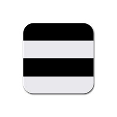 Black And White Striped Pattern Stripes Horizontal Rubber Square Coaster (4 Pack)  by yoursparklingshop